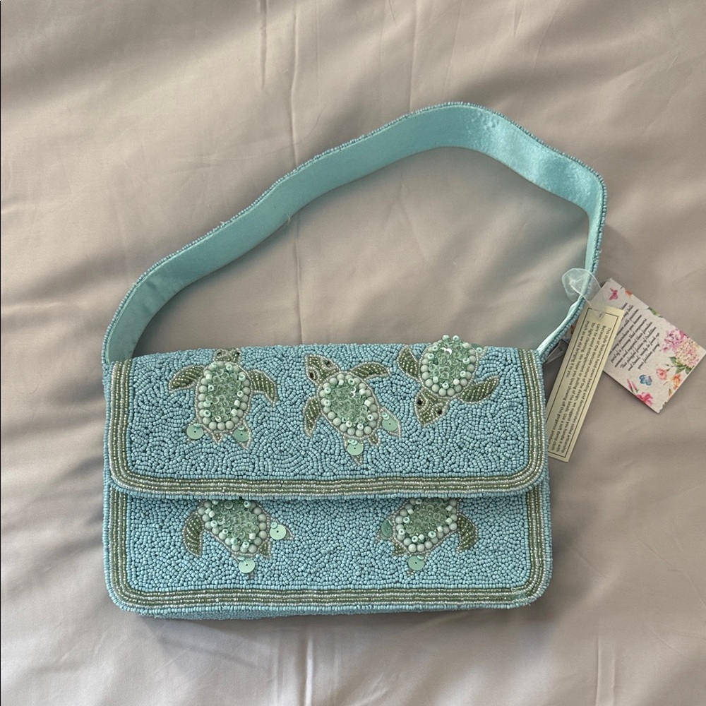 Embroidered Sea Turtle Women Bag - Blue